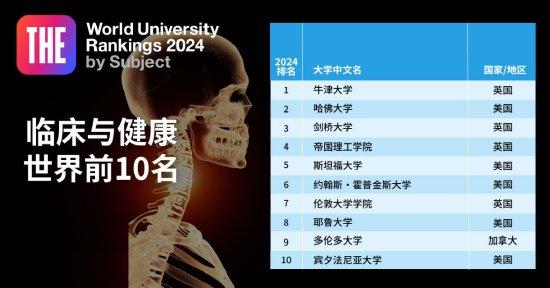 2024泰晤士高等教育学科排名