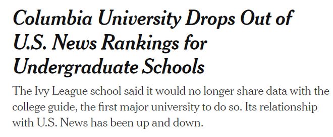 U.S. News宣布取消发布2024年世界大学排名榜单！