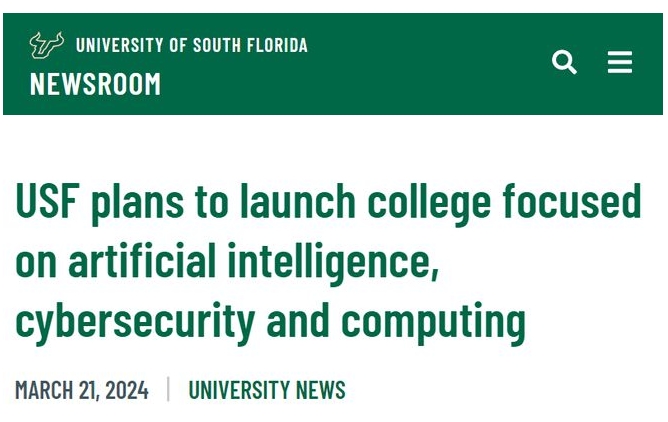 美国南佛罗里达大学将成立佛州首个AI学院